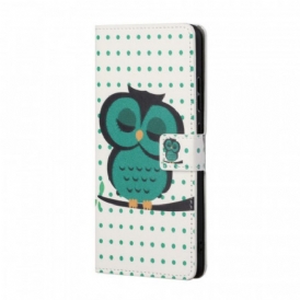 Custodia in pelle Samsung Galaxy A13 5G / A04s Gufo Addormentato