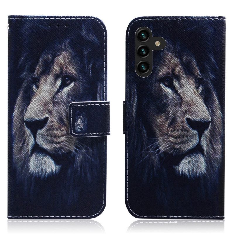 Custodia in pelle Samsung Galaxy A13 5G / A04s Leone Sognante