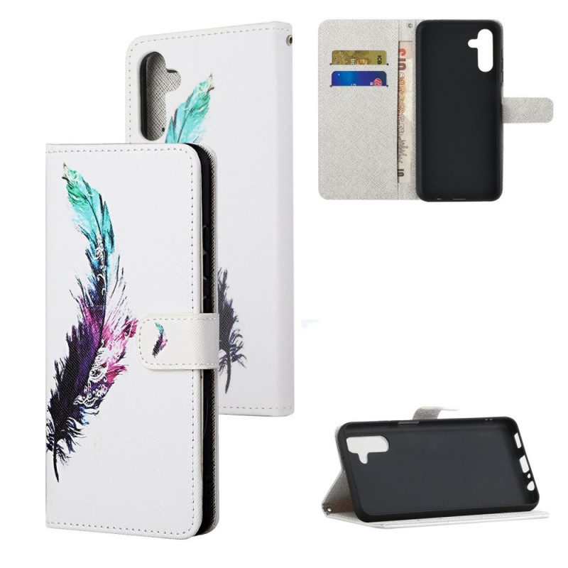 Custodia in pelle Samsung Galaxy A13 5G / A04s Piuma Con Cordino