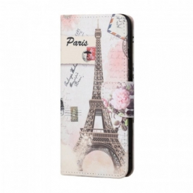 Custodia in pelle Samsung Galaxy A13 5G / A04s Retrò Torre Eiffel