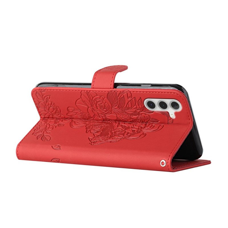 Custodia in pelle Samsung Galaxy A13 5G / A04s Tigre Barocca E Diamanti