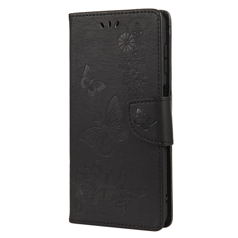 Folio Cover Samsung Galaxy A13 5G / A04s Splendide Farfalle Cinturino
