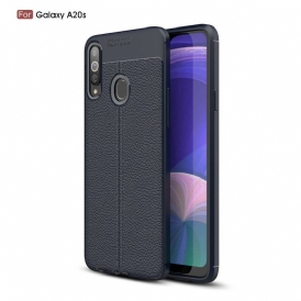 Cover Samsung Galaxy A20s Doppia Linea Litchi Effetto Pelle