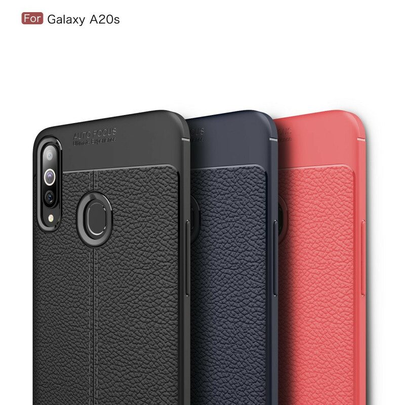 Cover Samsung Galaxy A20s Doppia Linea Litchi Effetto Pelle