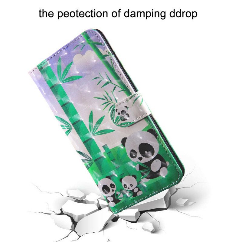 Custodia in pelle Samsung Galaxy A20s Famiglia Panda