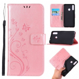 Custodia in pelle Samsung Galaxy A20s Farfalle E Fiori