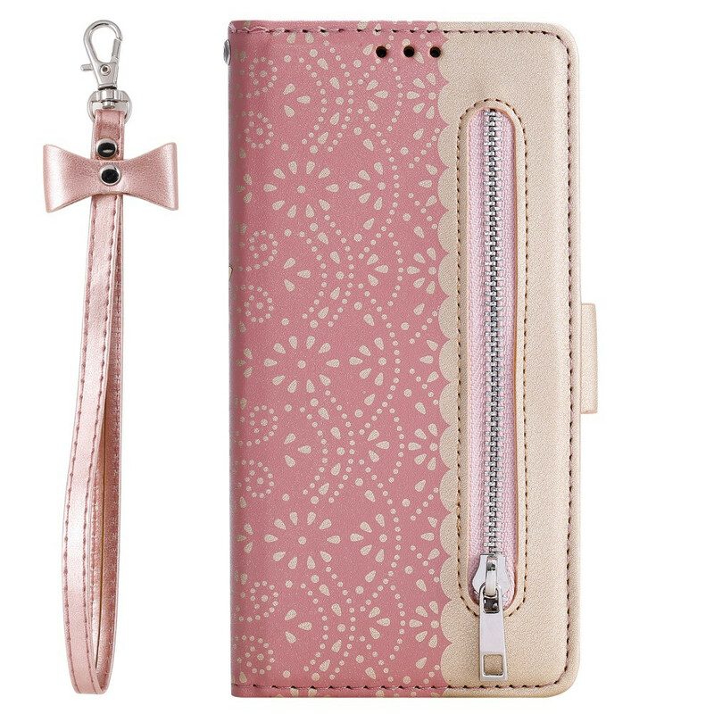 Custodia in pelle Samsung Galaxy A20s Portamonete Con Cinturino In Pizzo