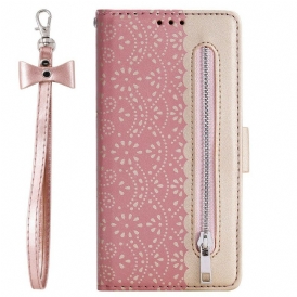 Custodia in pelle Samsung Galaxy A20s Portamonete Con Cinturino In Pizzo