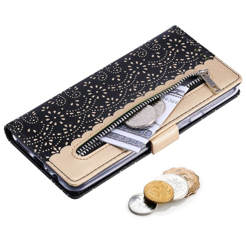 Custodia in pelle Samsung Galaxy A20s Portamonete Con Cinturino In Pizzo