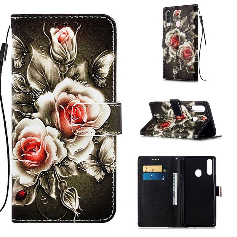 Custodia in pelle Samsung Galaxy A20s Rose D'oro