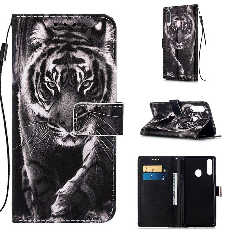 Custodia in pelle Samsung Galaxy A20s Tigre Notturna