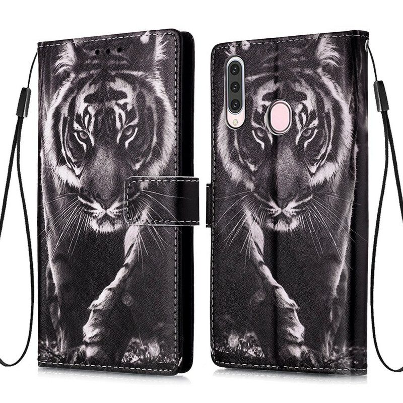 Custodia in pelle Samsung Galaxy A20s Tigre Notturna