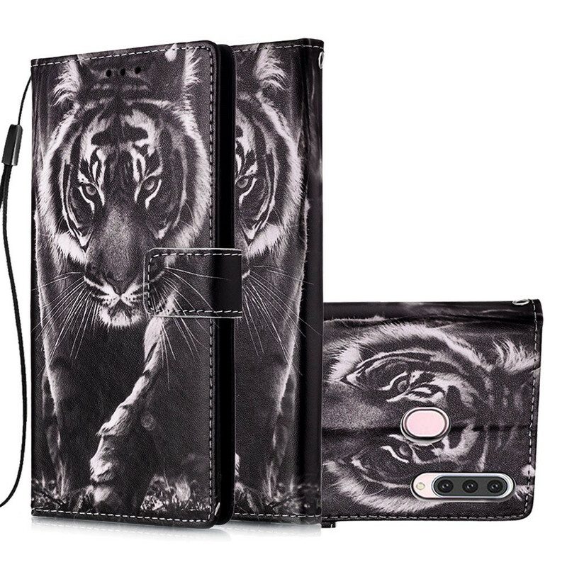 Custodia in pelle Samsung Galaxy A20s Tigre Notturna