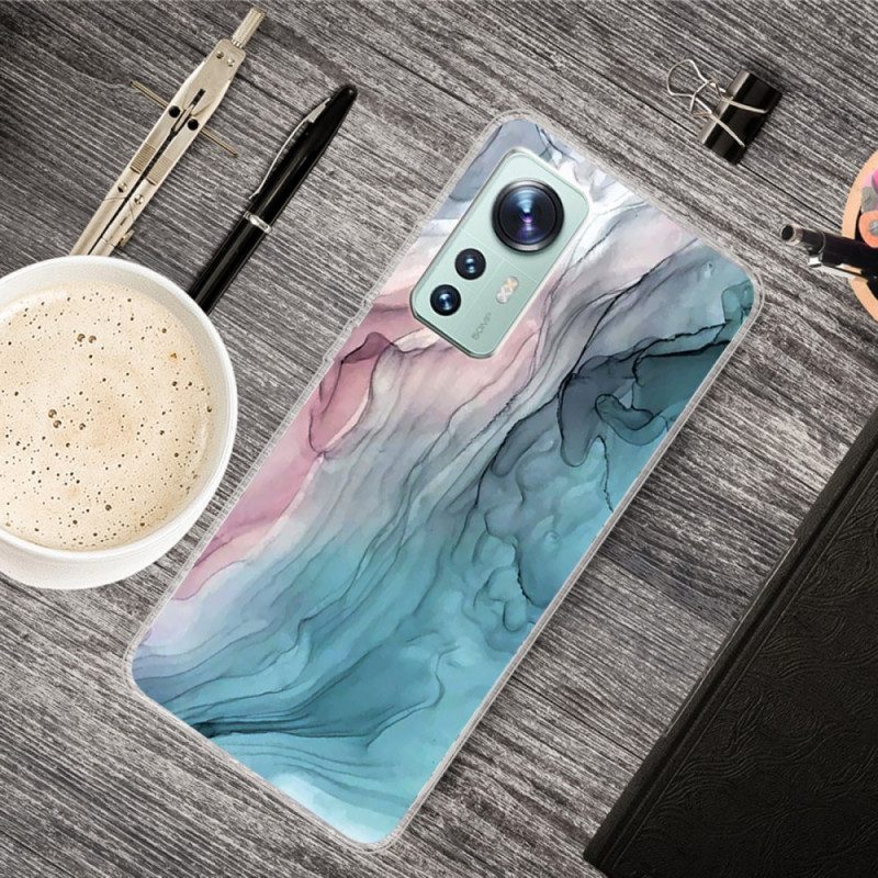 Cover Xiaomi 12 Pro Acquerello In Marmo Siliconico