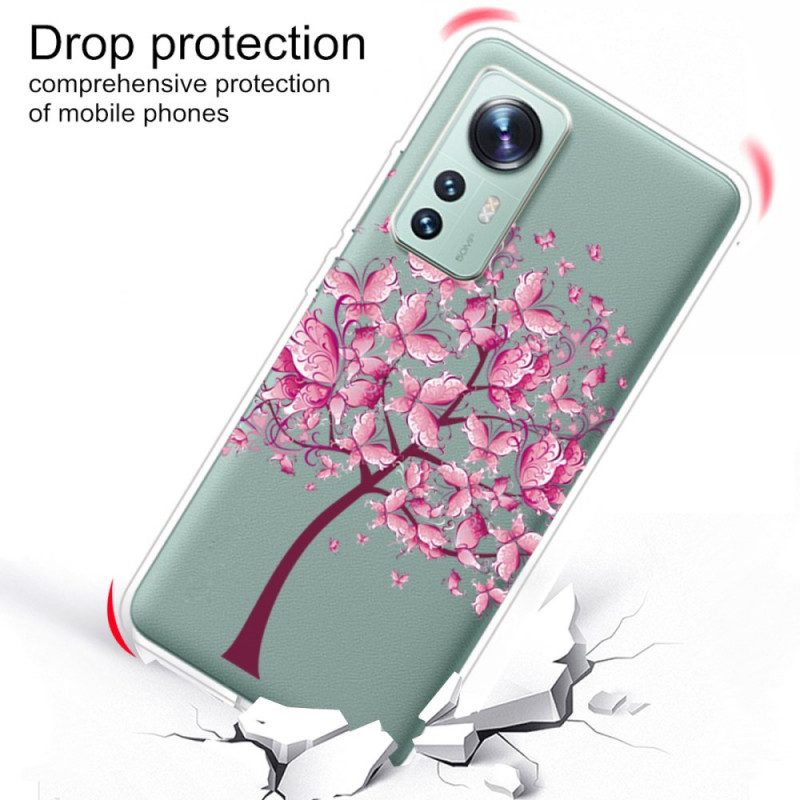 Cover Xiaomi 12 Pro Albero Rosa In Silicone