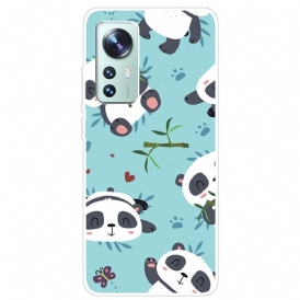 Cover Xiaomi 12 Pro Mazzo Di Panda In Silicone