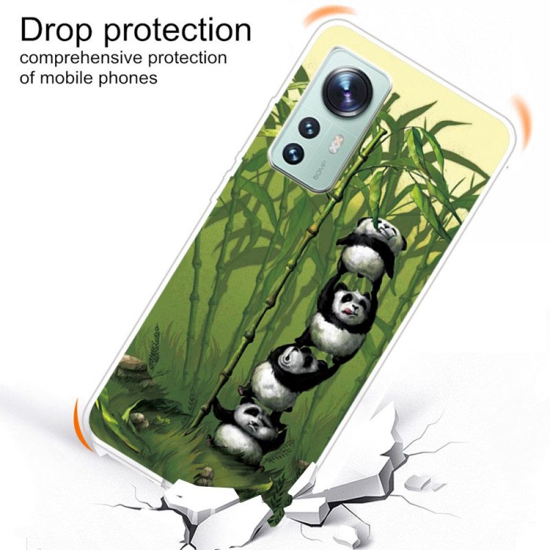 Cover Xiaomi 12 Pro Mazzo Di Panda In Silicone