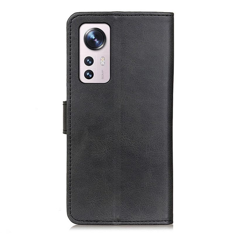 Custodia A Portafoglio Xiaomi 12 Pro Retro Effetto Pelle Opaca