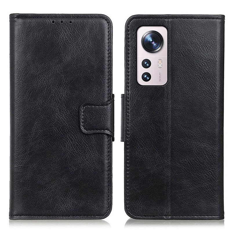 Custodia in pelle Xiaomi 12 Pro Chiusura Reversibile Effetto Pelle