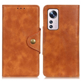 Custodia in pelle Xiaomi 12 Pro Ecopelle Vintage E Bottone