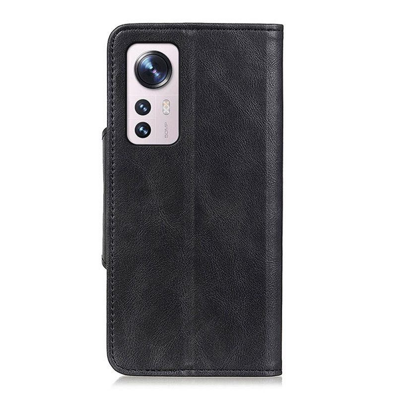 Custodia in pelle Xiaomi 12 Pro Ecopelle Vintage E Bottone