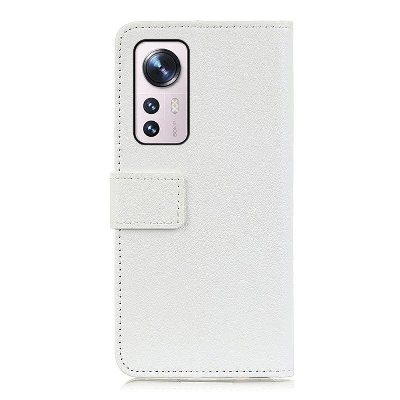 Custodia in pelle Xiaomi 12 Pro Semplice Effetto Pelle Lucida