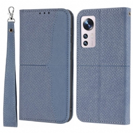 Custodia in pelle Xiaomi 12 Pro Stile In Pelle Intrecciata Con Cinturino