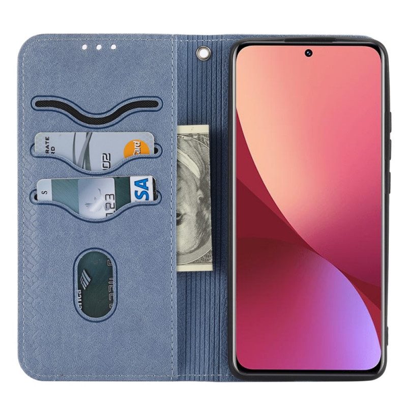 Custodia in pelle Xiaomi 12 Pro Stile In Pelle Intrecciata Con Cinturino