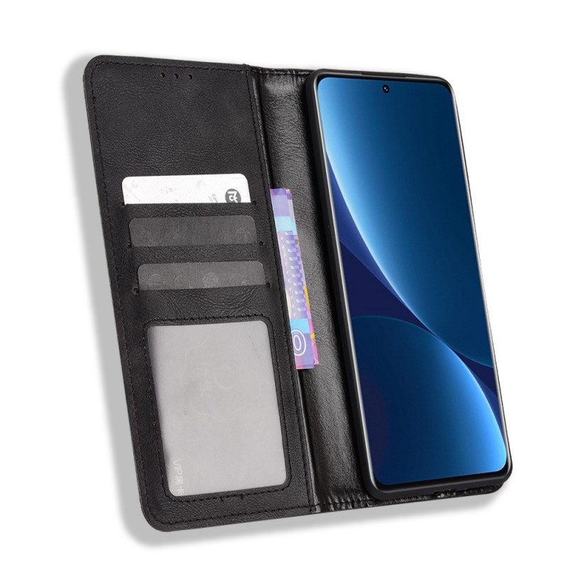 Folio Cover Xiaomi 12 Pro Custodia in pelle Effetto Pelle Vintage Stilizzato