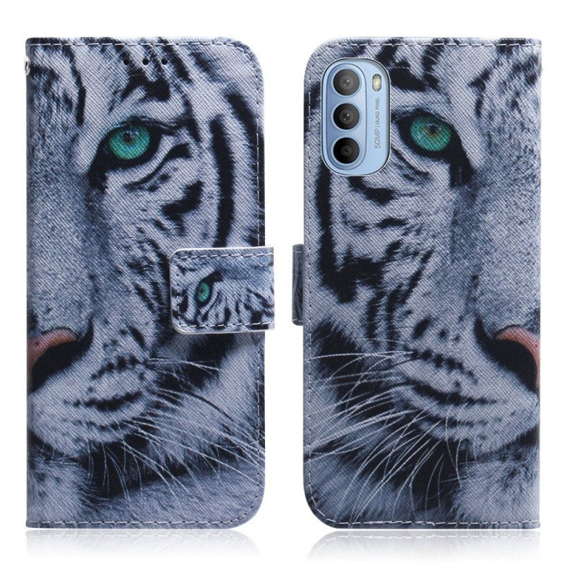 Custodia in pelle Moto G41 / G31 Faccia Da Tigre