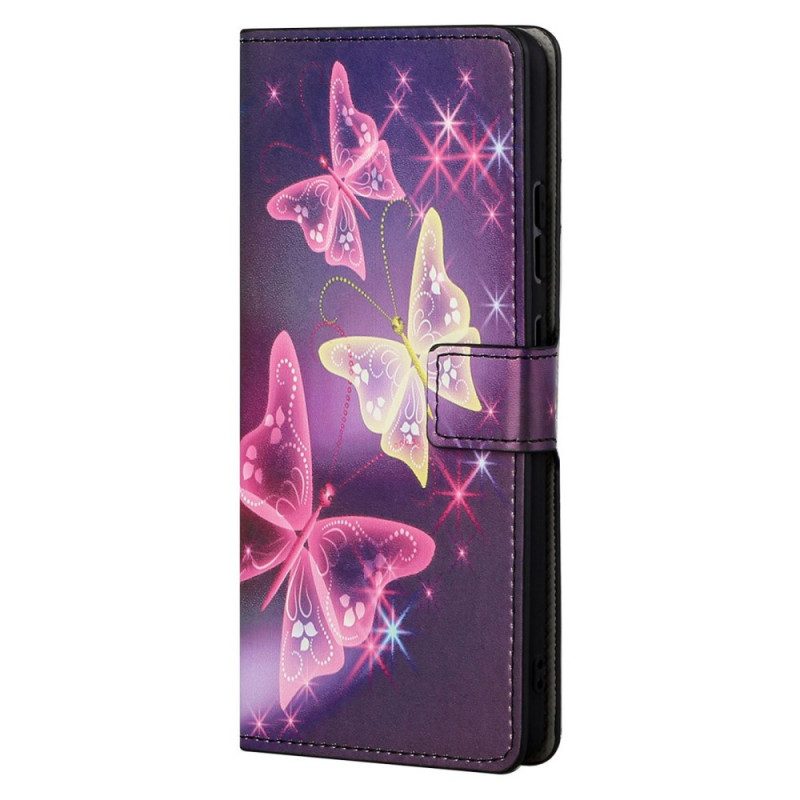 Custodia in pelle Moto G41 / G31 Farfalle E Fiori