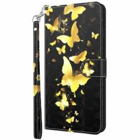 Custodia in pelle Moto G41 / G31 Farfalle Gialle