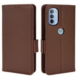 Custodia in pelle Moto G41 / G31 Folio Cover Flap Doppio Litchi Nuovi Colori