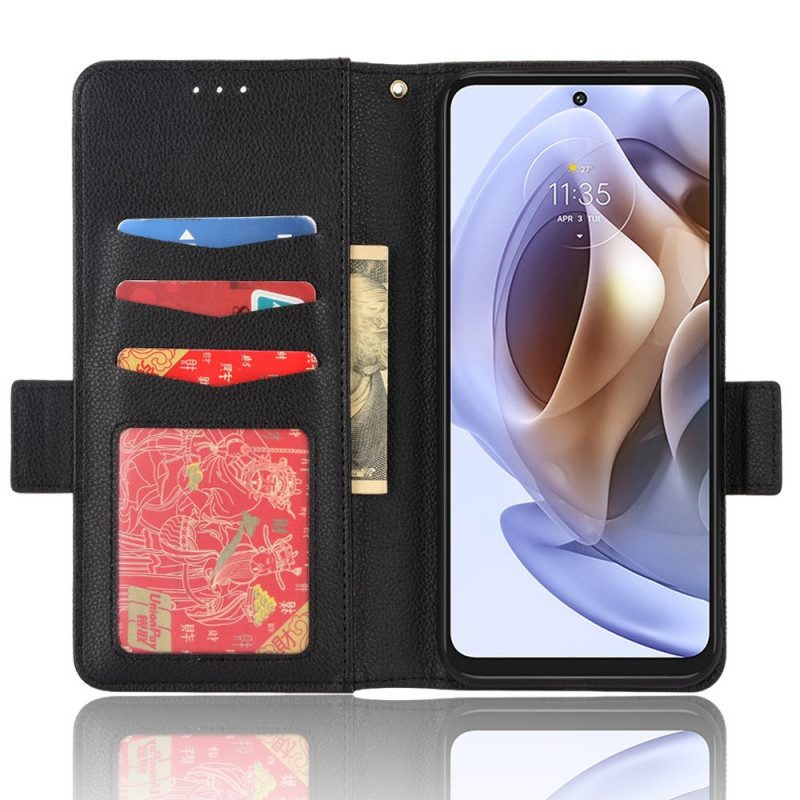 Custodia in pelle Moto G41 / G31 Folio Cover Flap Doppio Litchi Nuovi Colori