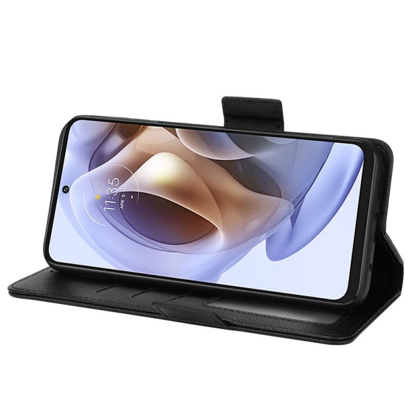 Custodia in pelle Moto G41 / G31 Folio Cover Flap Doppio Litchi Nuovi Colori