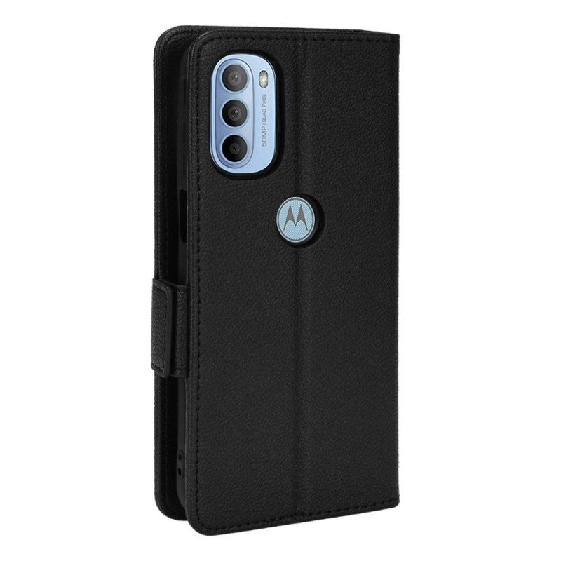 Custodia in pelle Moto G41 / G31 Folio Cover Flap Doppio Litchi Nuovi Colori