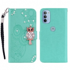Custodia in pelle Moto G41 / G31 Mandala E Fascino Del Gufo