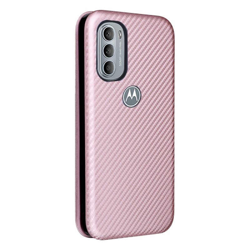 Folio Cover Moto G41 / G31 Custodia in pelle Carbonio Siliconico