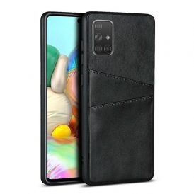 Cover Samsung Galaxy A51 Portacarte Doppio Con Trama In Pelle