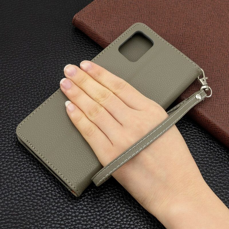 Custodia A Portafoglio Samsung Galaxy A51 Folio Cover Litchi Rabat Obliquo