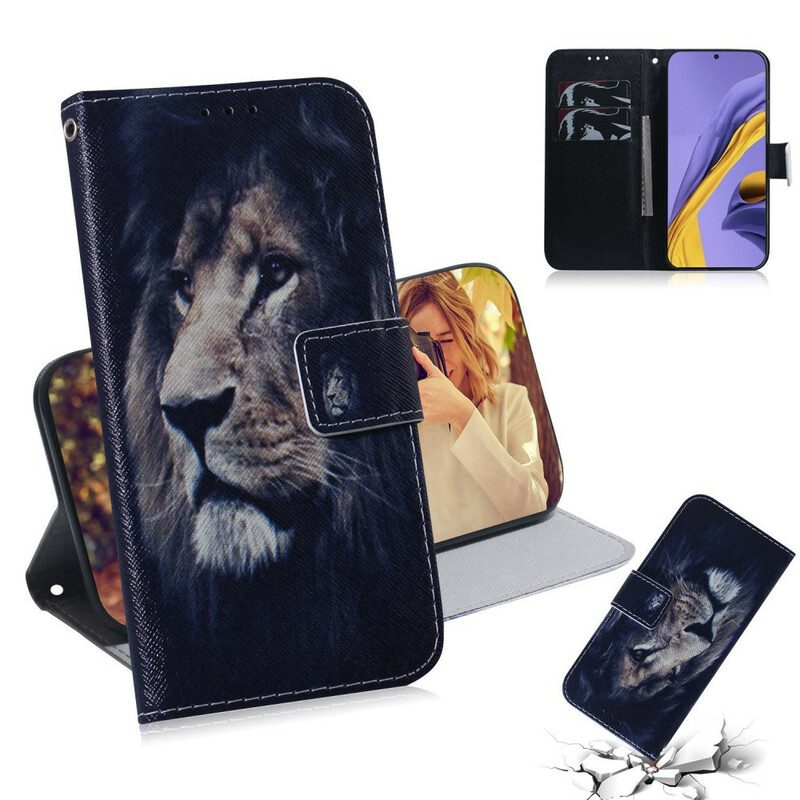 Custodia A Portafoglio Samsung Galaxy A51 Leone Sognante