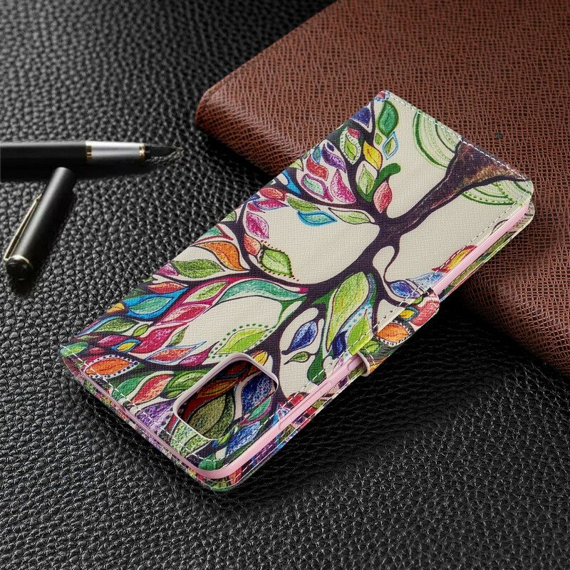 Custodia in pelle Samsung Galaxy A51 Albero Colorato