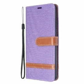 Custodia in pelle Samsung Galaxy A51 Cinturino Effetto Tessuto E Pelle