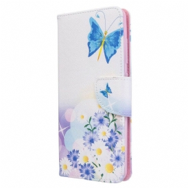 Custodia in pelle Samsung Galaxy A51 Farfalle E Fiori Dipinti
