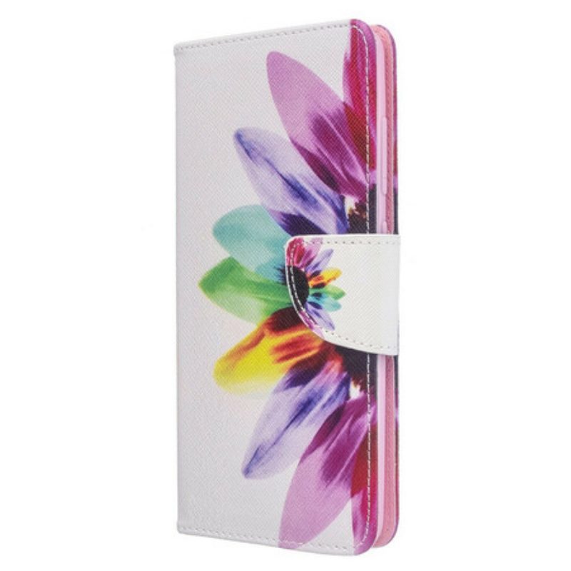 Custodia in pelle Samsung Galaxy A51 Fiore Dell'acquerello