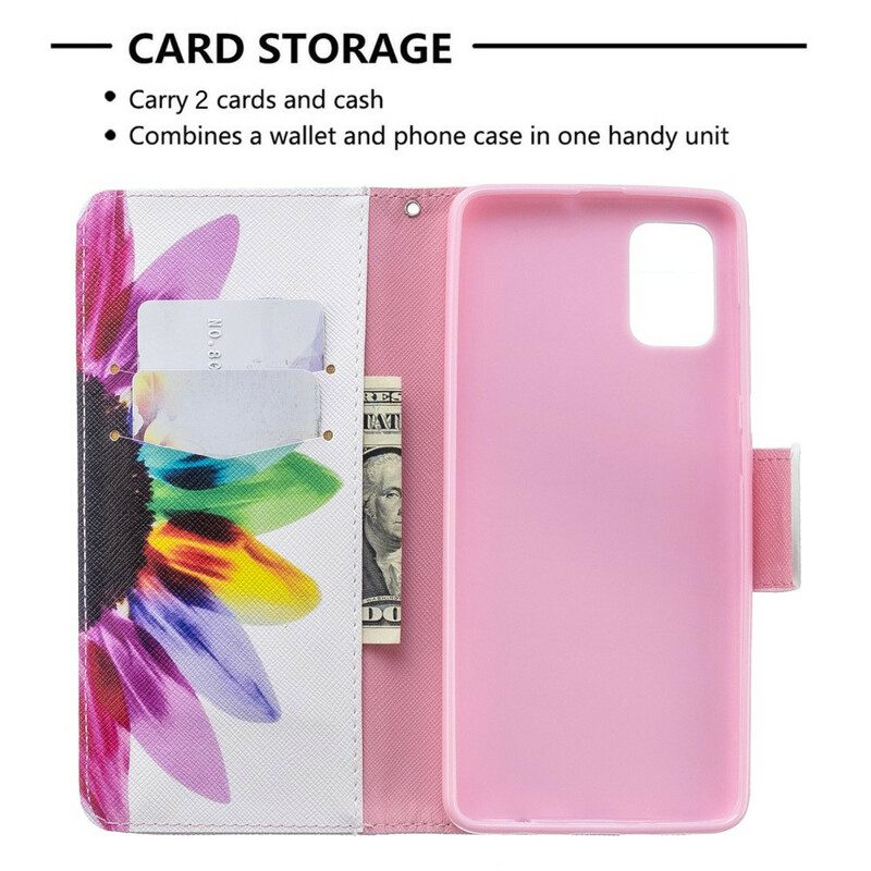 Custodia in pelle Samsung Galaxy A51 Fiore Dell'acquerello