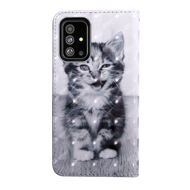 Custodia in pelle Samsung Galaxy A51 Gatto Bianco E Nero