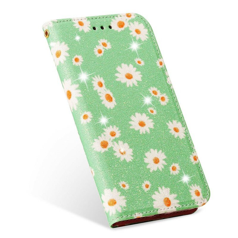 Folio Cover Samsung Galaxy A51 Custodia in pelle Margherite In Ecopelle