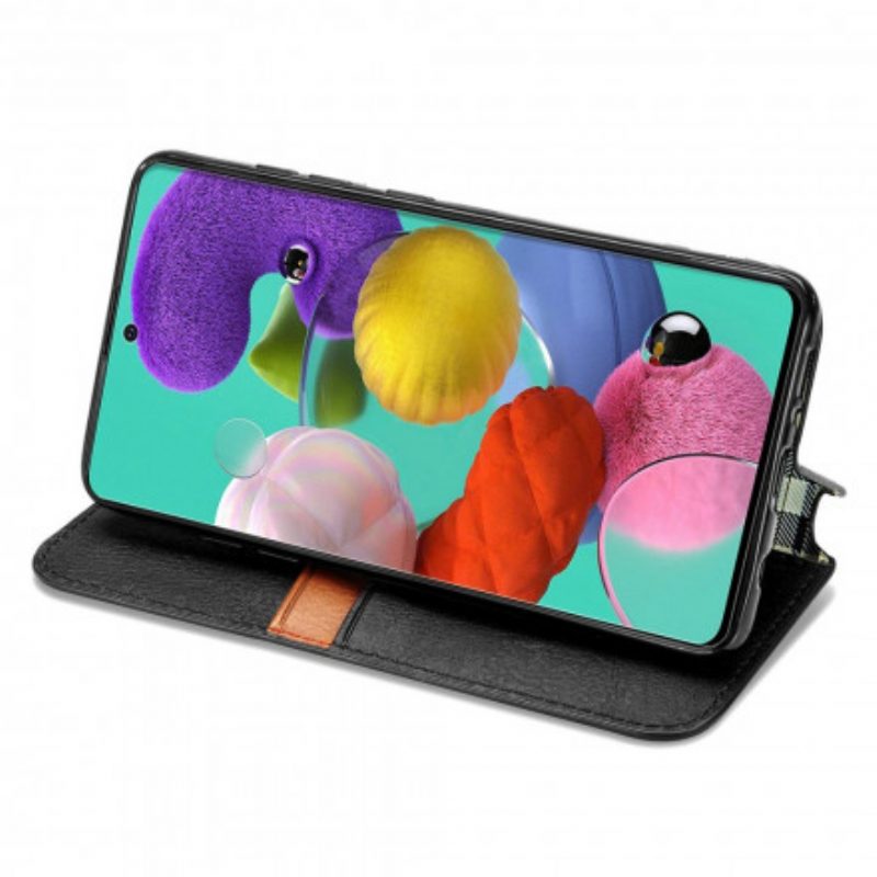 Folio Cover Samsung Galaxy A51 Custodia in pelle Texture Diamante Effetto Pelle