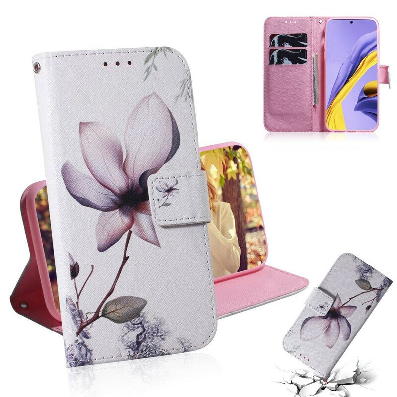Folio Cover Samsung Galaxy A51 Fiore Rosa Polveroso